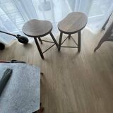 Solid oak tripod stools