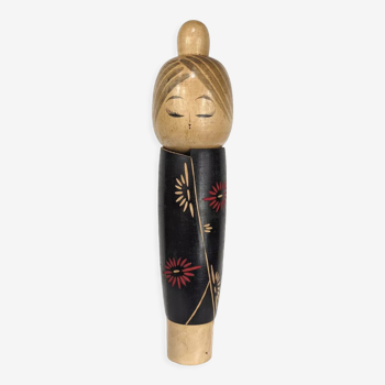 Kokeshi doll plum blossom by master Sato Suigai (Japan 1920 - ?)