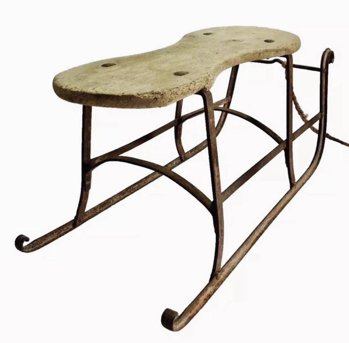 Old Alsatian wrought iron wood sled sled 19th century