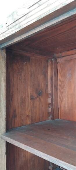 Parisian glass-fronted cabinet, Art Deco vintage bookshelf, solid oak furniture.