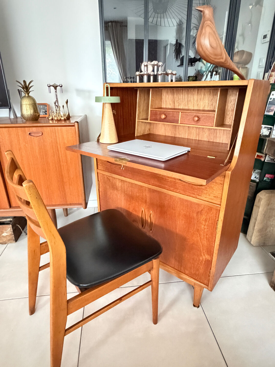 Vintage Jentique teak secretary desk