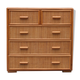 Wooden chest of drawers and rattan