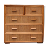 Commode en bois et rotin