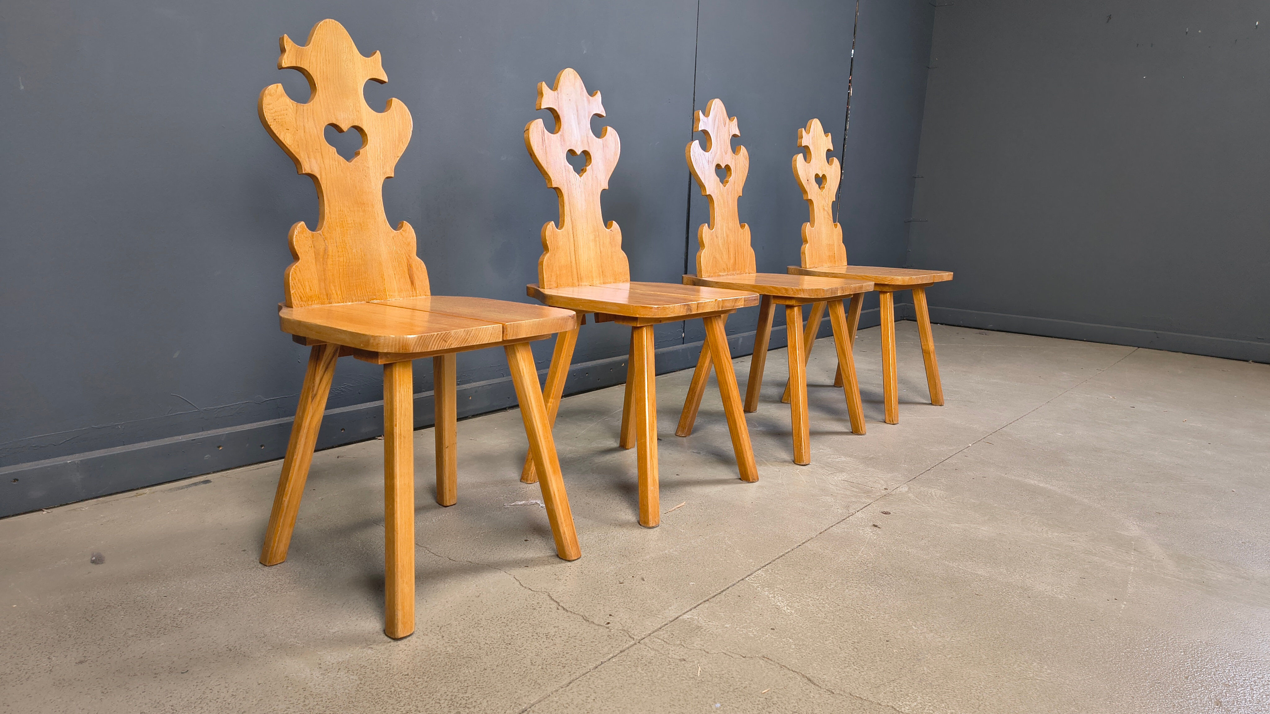 Vintage rustic Tiroler style dining chairs, 1960s