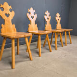 Vintage rustic Tiroler style dining chairs, 1960s