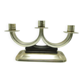 Three-armed candelabrum, Art Deco, silver-plated brass, Quist, Germany, 1950s.