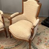 Pair of Louis XVI style walnut shepherdesses circa 1900