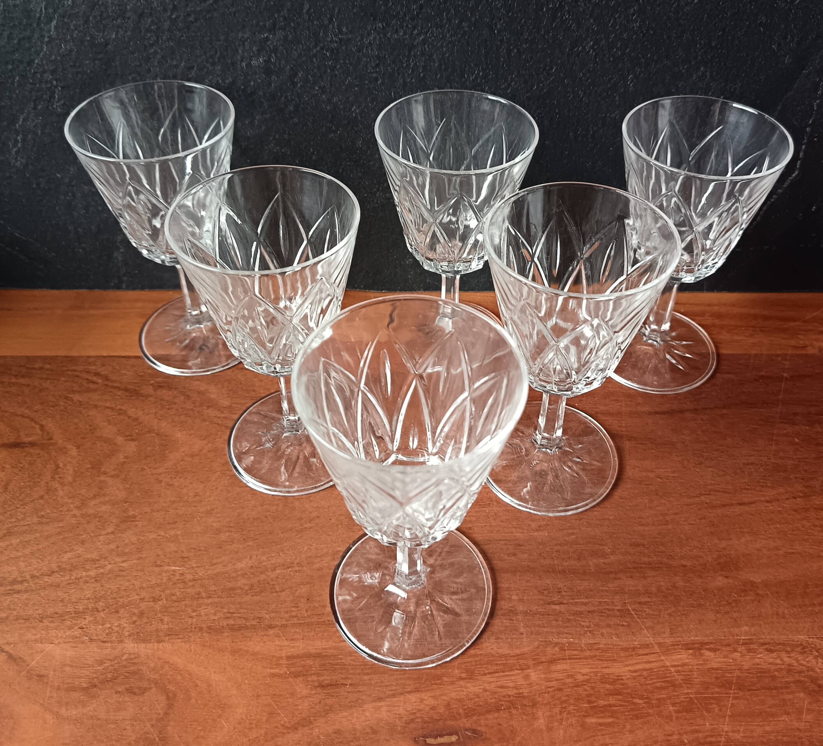 6 stemmed glasses 12 cl VMC Reims "champagne" motif Vintage France