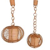 Mid-Century Globe Pendant Lamps, Bamboo & Rattan, c. 1960s