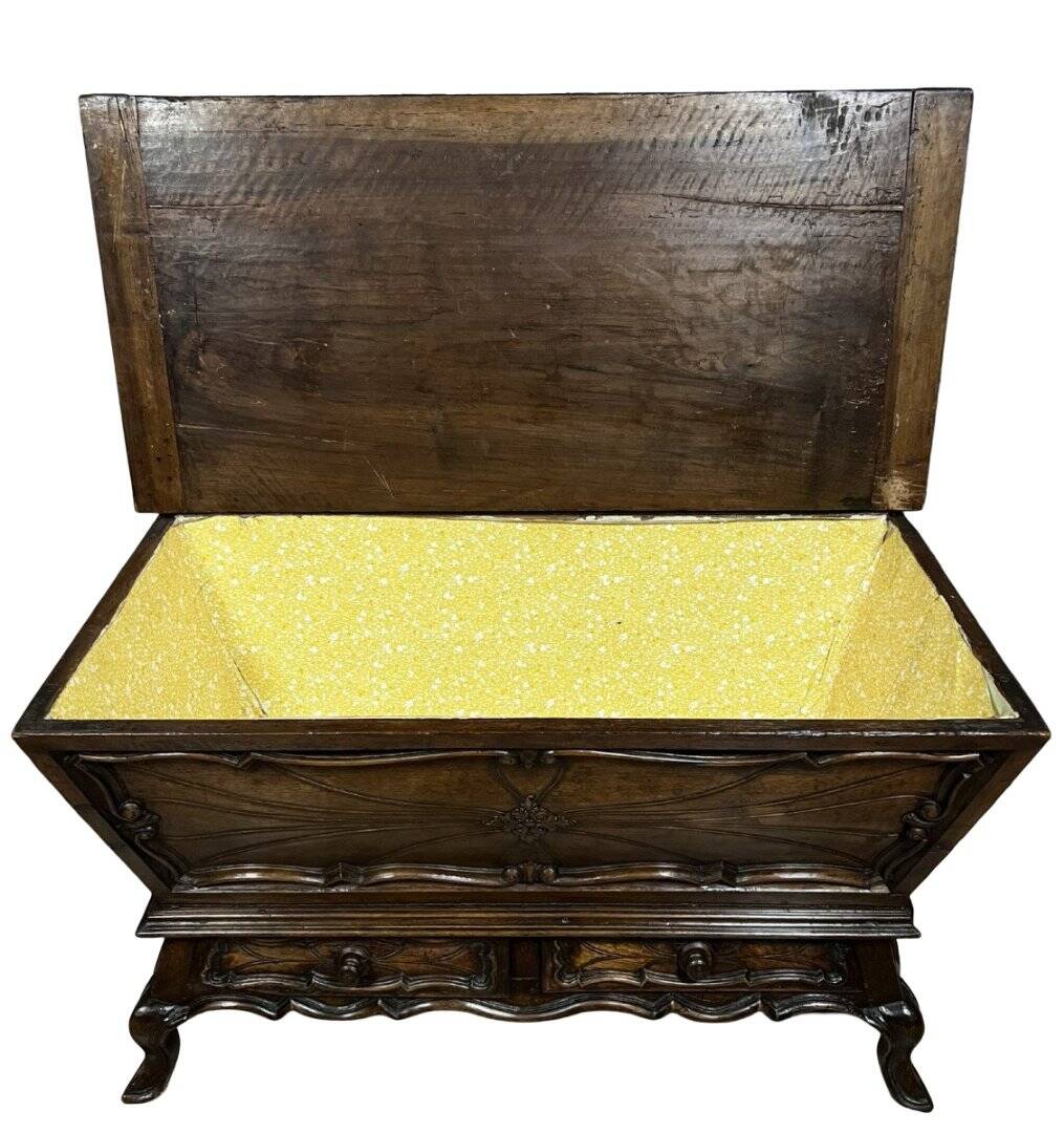 Louis XV style kneading trough in solid walnut
