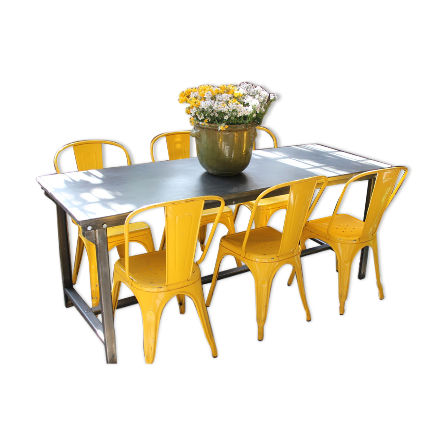 Industrial metal table of the 50s