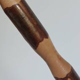 Pair of walnut stools sculpted in a vintage mid-century cross-section.