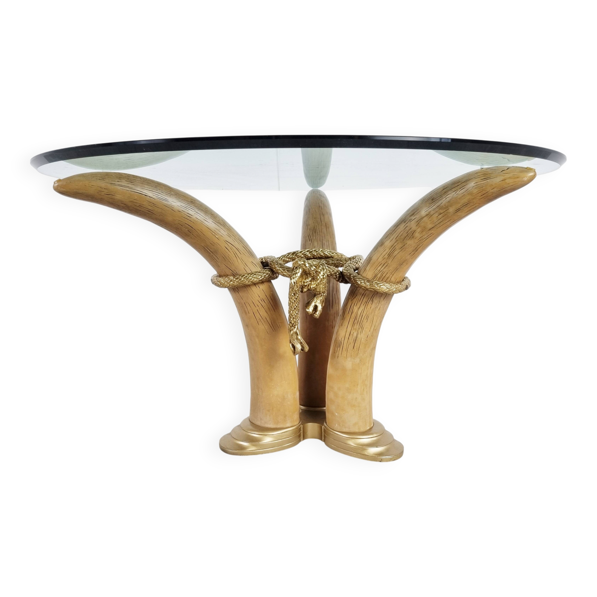 Vintage faux tusk center table or side table, 1970s