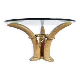 Vintage faux tusk center table or side table, 1970s