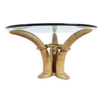 Vintage faux tusk center table or side table, 1970s