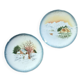 2 assiettes Saint Amand décor de montagne