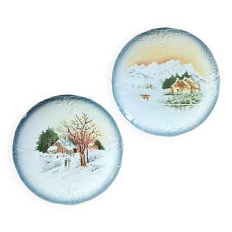 2 Saint Amand plates with mountain decor