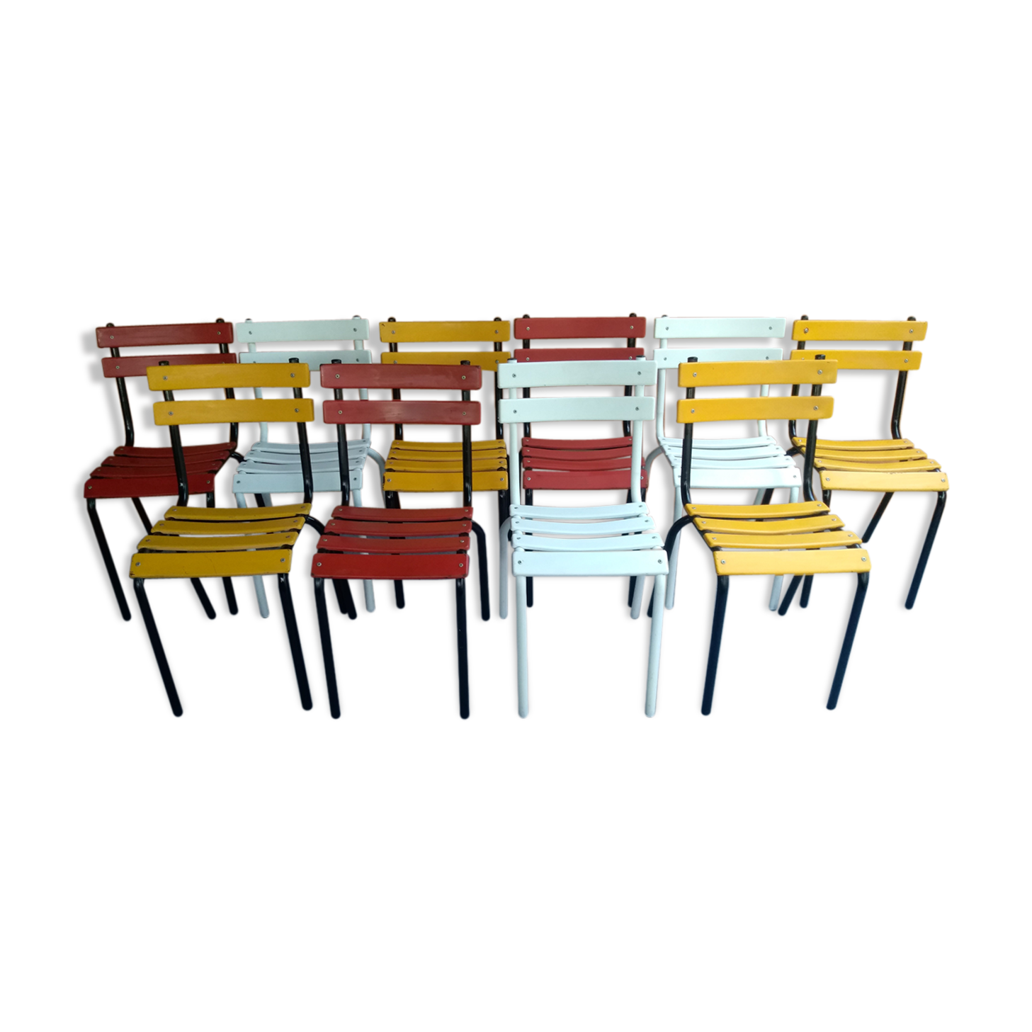 Lot of 10 former chairs of the 1960s iron bistro