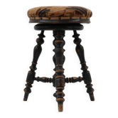 Art Deco adjustable piano stool with original upholstery, France 1920s