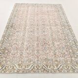 Light Pink & Blue Floral Turkish Vintage Rug, 155x248Cm
