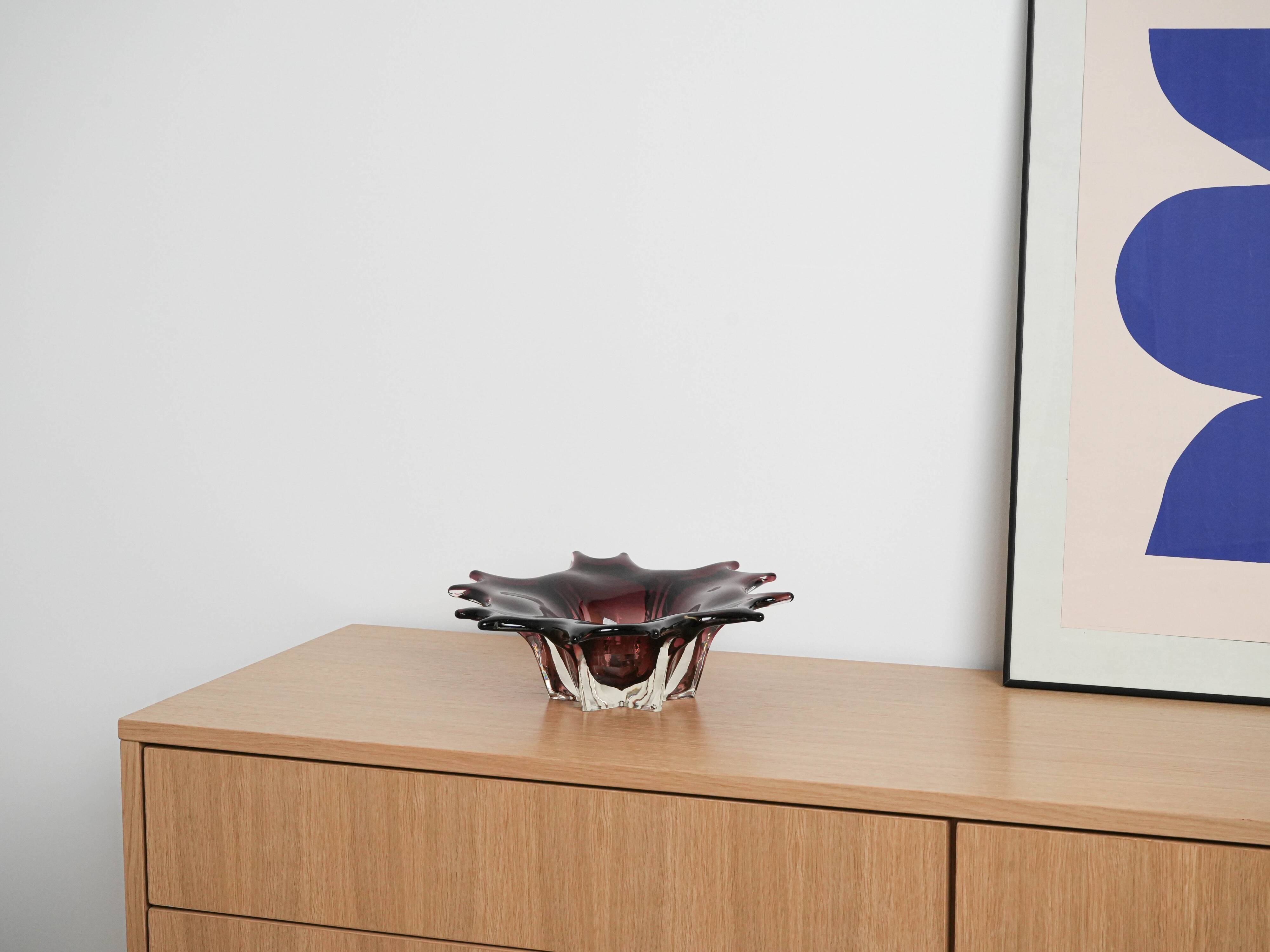 Glass platter, Italian design, 1970s, made in Italy
