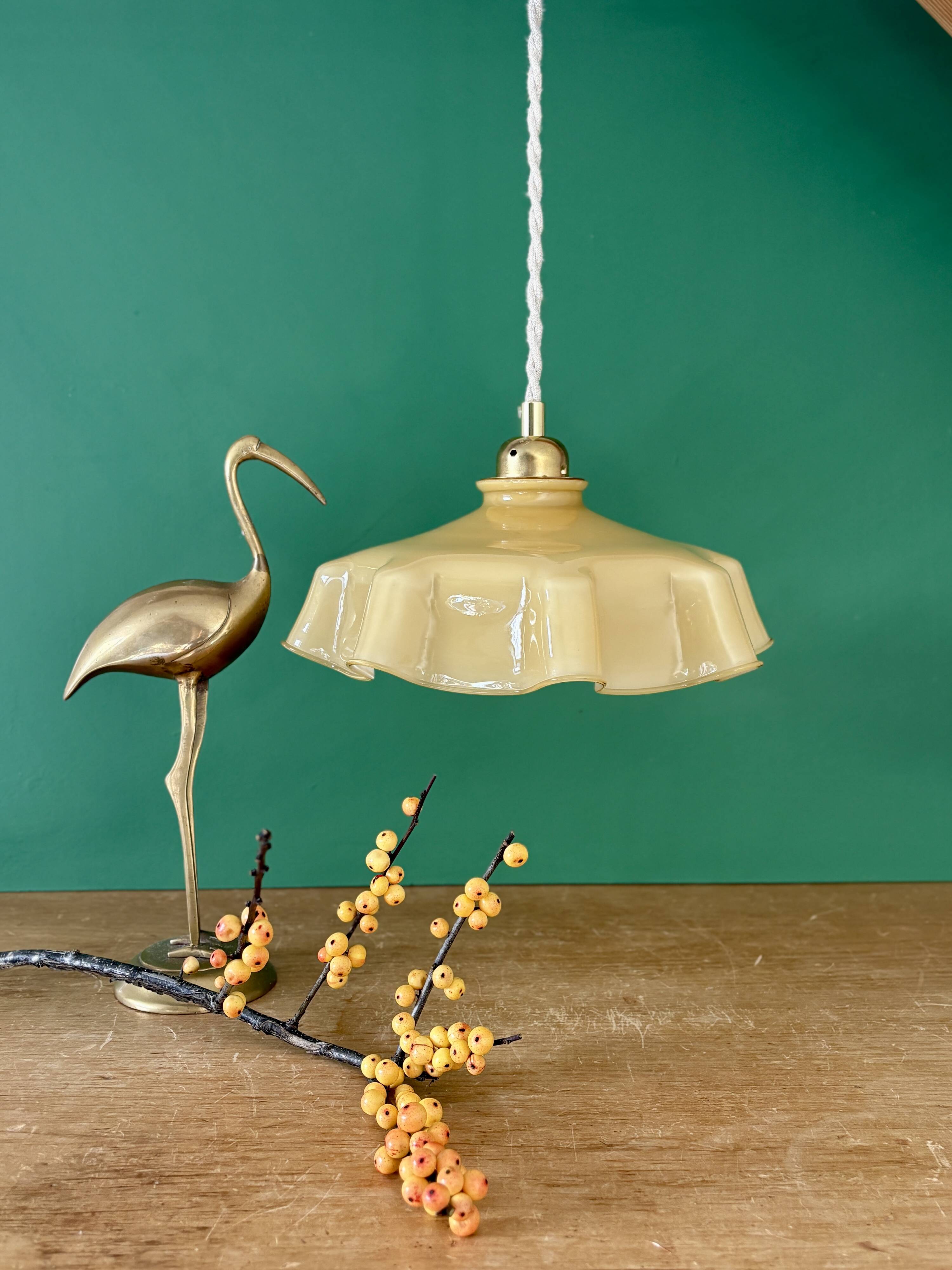Vintage yellow opaline pendant light