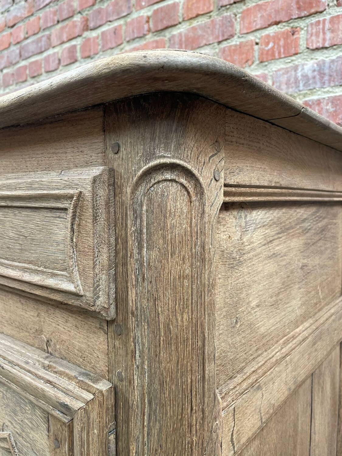 Solid oak rustic sideboard / buffet cabinet with carved details