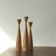 Scandinavian Wooden Candleholders, Set of 3