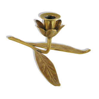 Bougeoir " fleur  " en laiton doré