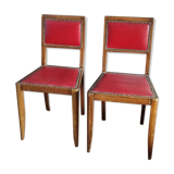 Pair of Art Deco chairs in red skai