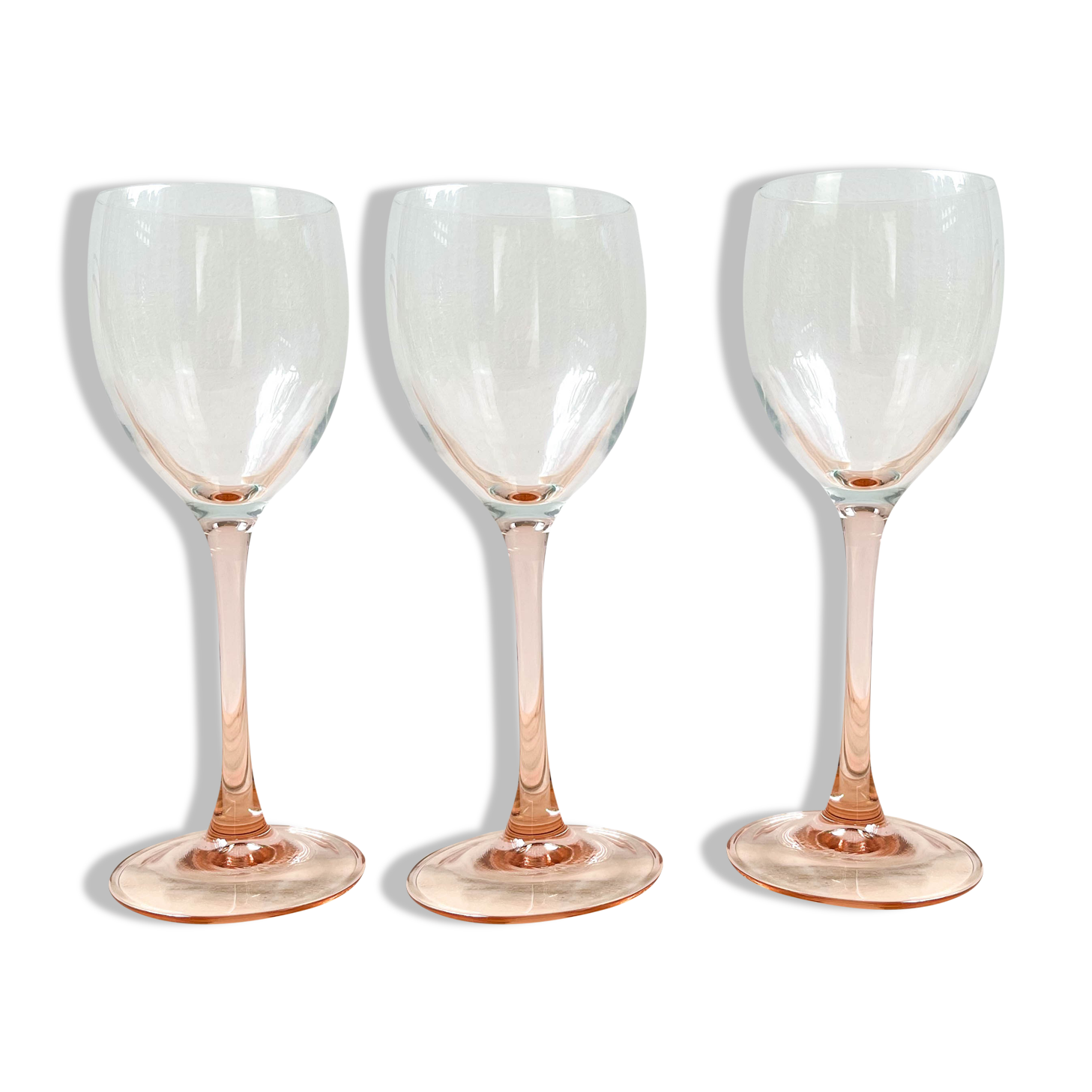 3 verres à vin blanc pied rose vintage luminarc modèle « rosé »