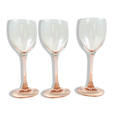 3 glasses of white wine vintage pink foot luminarc model "rosé"