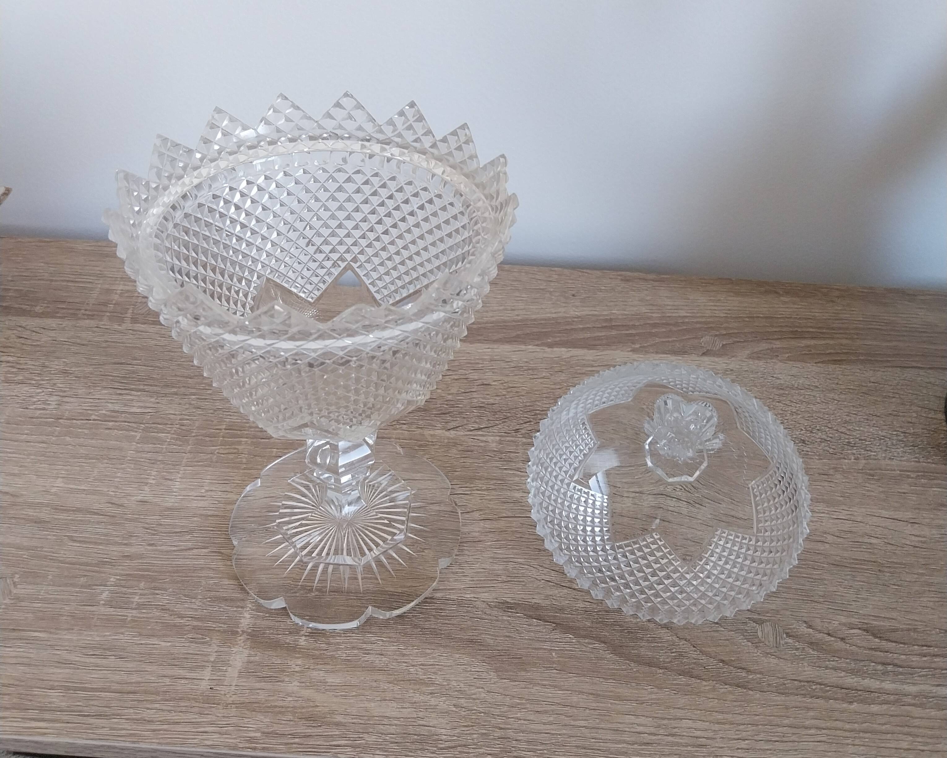 Vintage cut crystal trinket box