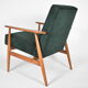 Vintage armchair "Fox", restored, green forest fabric, 60s
