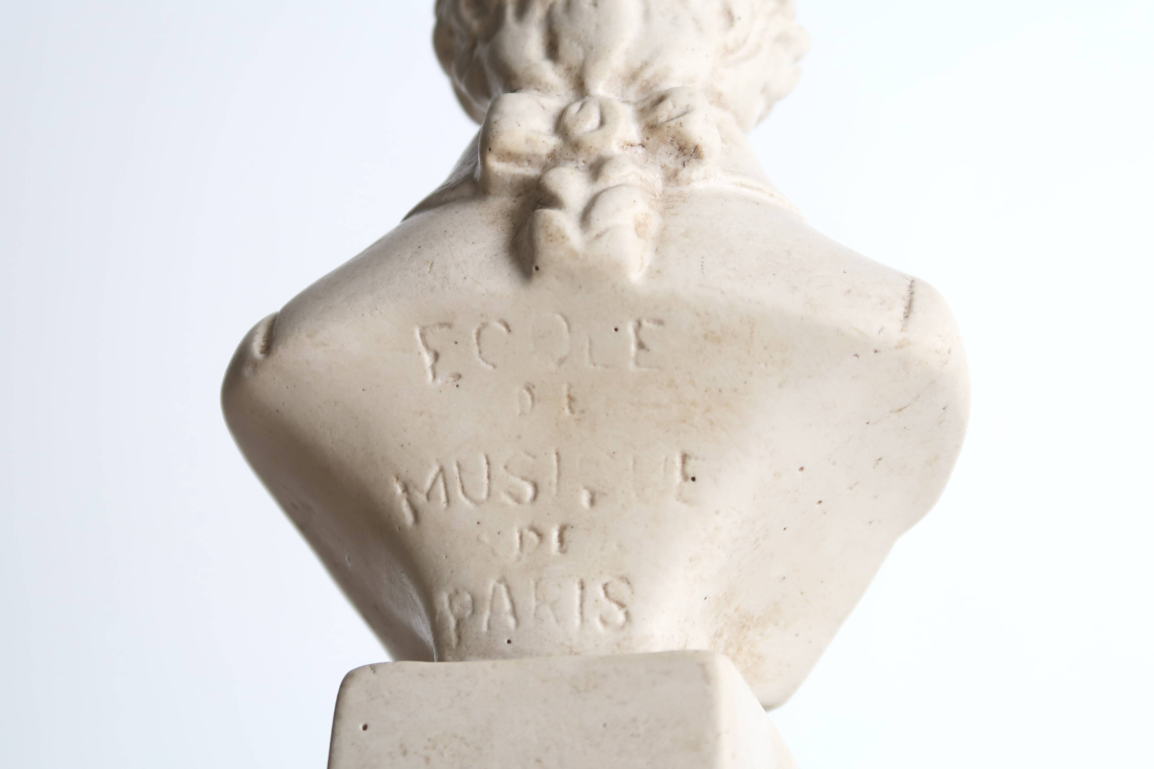 Plaster bust of Mozart, Paris School of Music, 50s