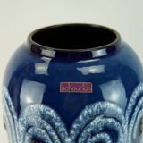 scheurich floor VASE blue with white swirl pattern fat lava model no.546-41