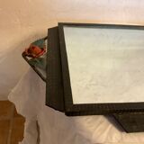 Art deco wrought iron wall mirror rose décor 64x38cm