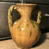 Handled vase in enameled ceramic, stamp to identify