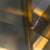 Showcase gold metal smoked glass 70s modern vintage