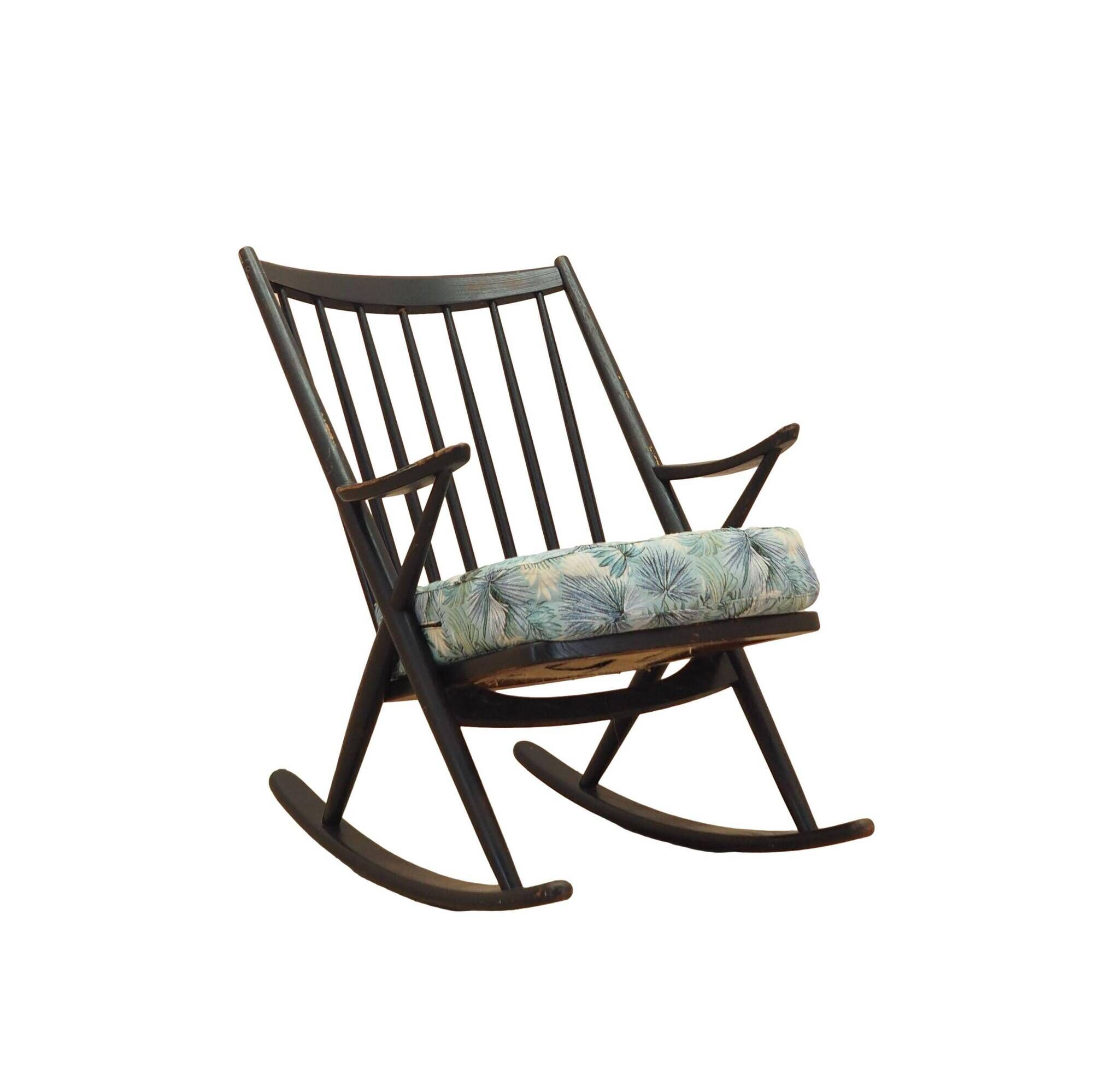Reenskaug Rocking Chair for Bramin, Black Teak, 1960s