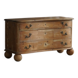 Antique Danish pine commode with ball feet, late 19th century.