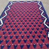 Tapis en laine nouée à la main 1970 80x140cm bordeaux bleu