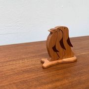 Vintage wooden penguin sculpture, set of 3.