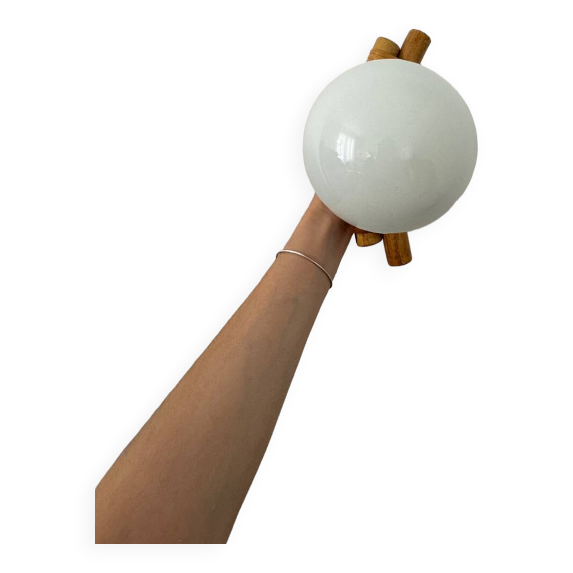 Rattan and opaline wall light