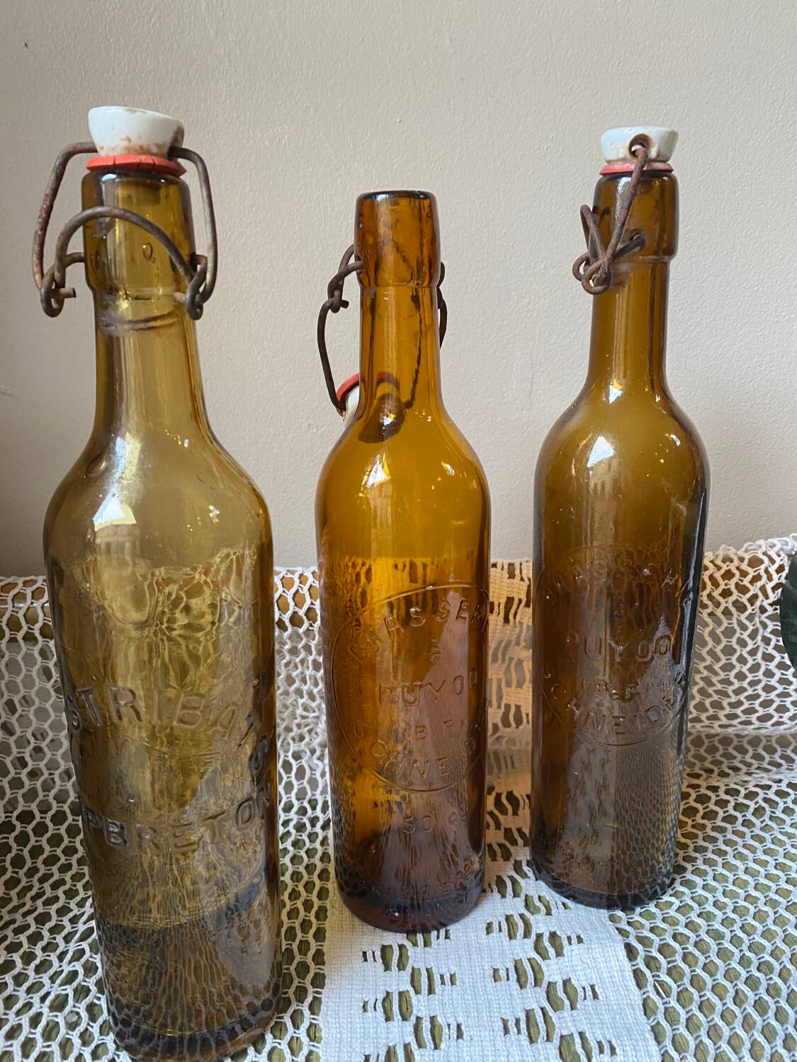Antique amber bottles