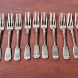 Set of 12 antique Nevada Silver D&A forks