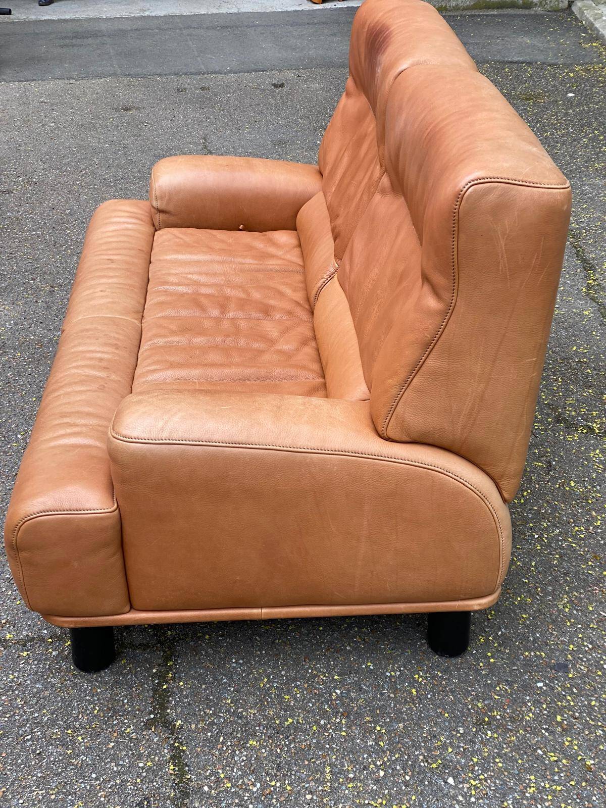 Scandinavian 2-seater canapé in genuine leather from De Sede, Switzerland, 150cm.