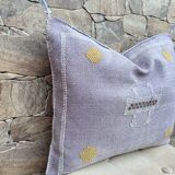 Handmade Moroccan silk cushion cover, cactus pattern