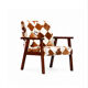 Fauteuil design vintage en bois et cuir de chèvre