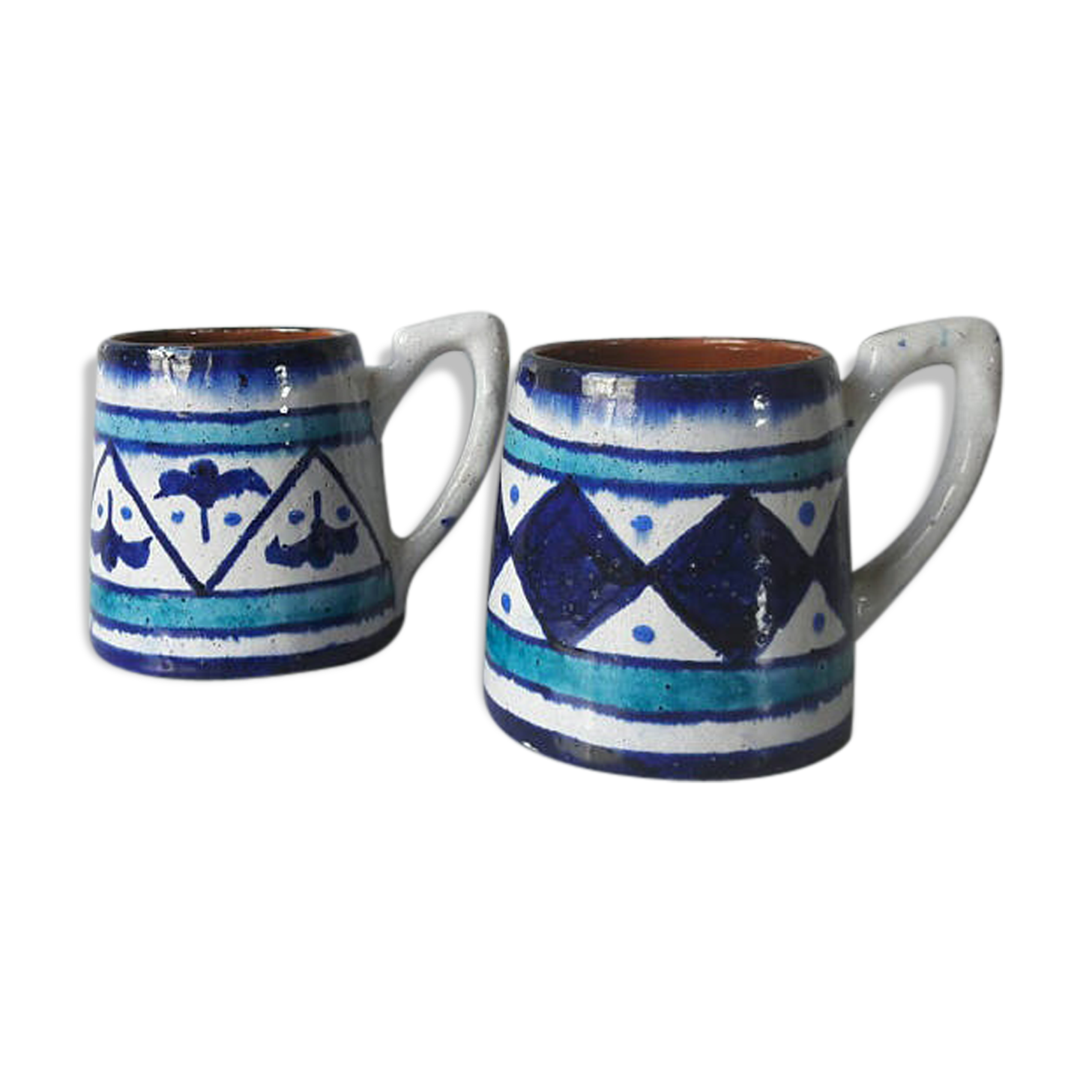 Paire de tasses en céramiques bleue - scandinaves